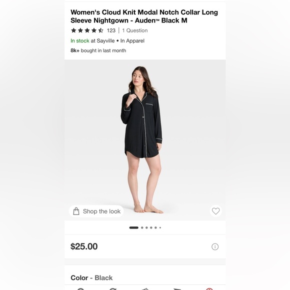 Auden Black Cloud Knit Nightgown Medium - Picture 6 of 6